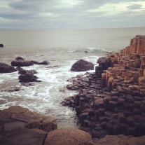 So the Giant's Causeway is this shore where the rocks are pillar, hexagonal shapes. Volcanic eruptions more than sixty million years ago or something. OR as Rick Steves writes, "It's as if the earth were offering God his choice of 37,000 six-sided cigarettes." Well played, Rick Steves. Well played.